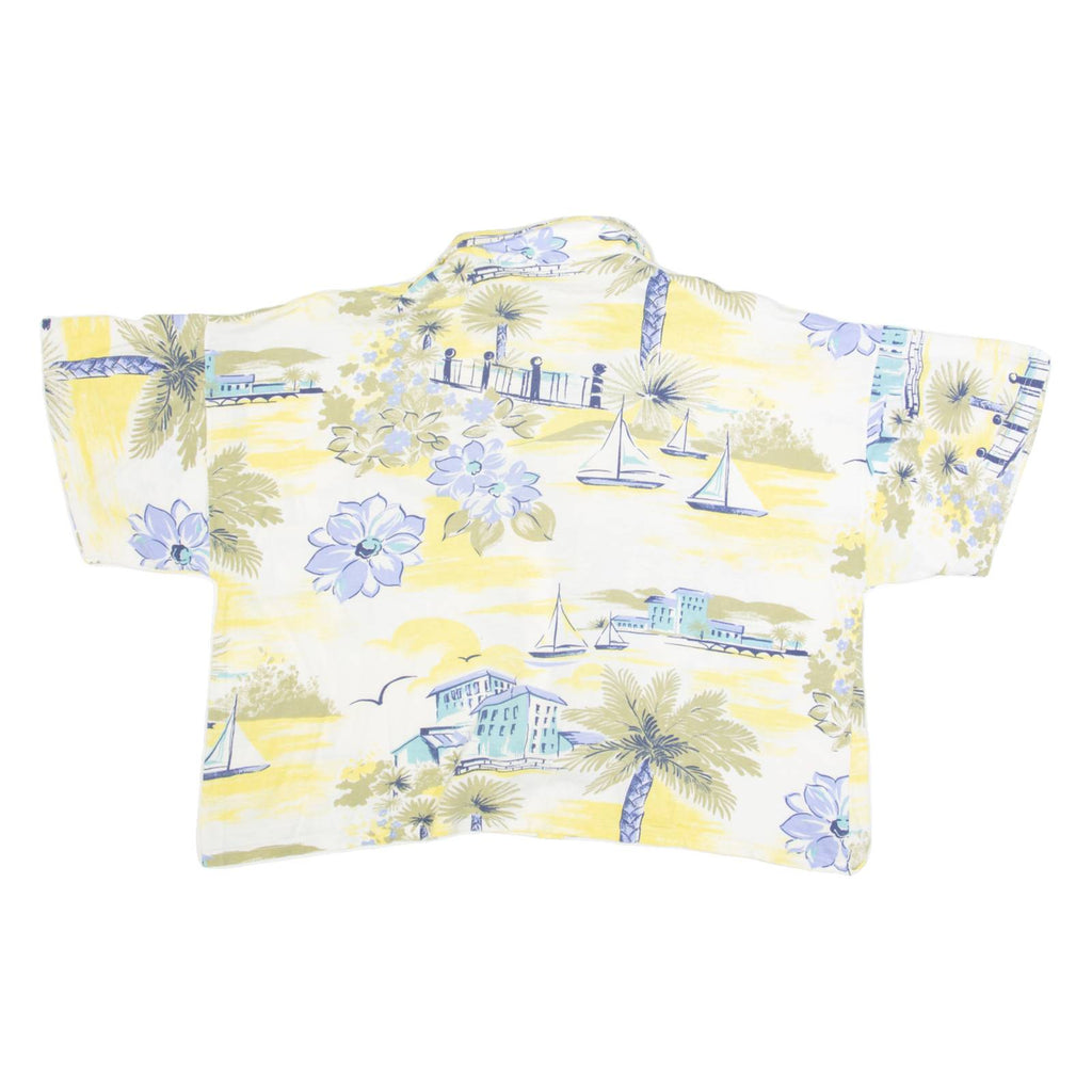 Cropped Womens Shirt Cream Crazy Pattern L