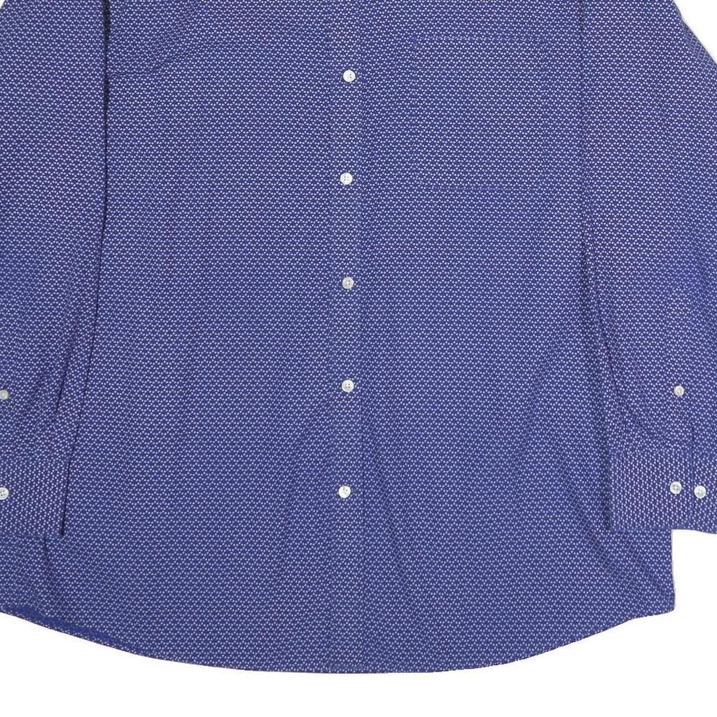TOMMY HILFIGER Mens Blue Patterned Shirt XL Long Sleeve Button Cotton Casual