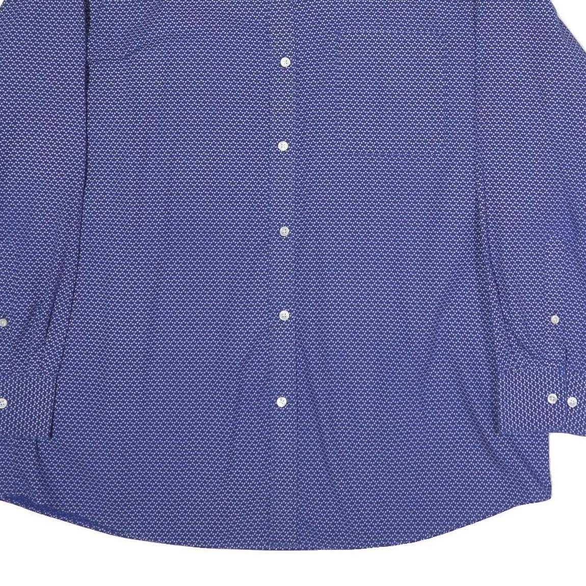 TOMMY HILFIGER Mens Blue Patterned Shirt XL Long Sleeve Button Cotton Casual