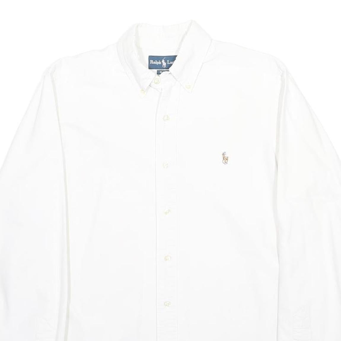 RALPH LAUREN Mens White Cotton Button Down Shirt M Classic Polo Logo