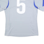 ADIDAS Mens Grey & Blue Graphic T-Shirt L Short Sleeve V-Neck Sportswear