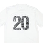 ADIDAS Mens White Plain Soccer T-Shirt M Short Sleeve V-Neck Football Number