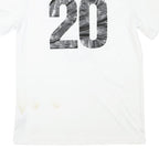 ADIDAS Mens White Plain Soccer T-Shirt M Short Sleeve V-Neck Football Number