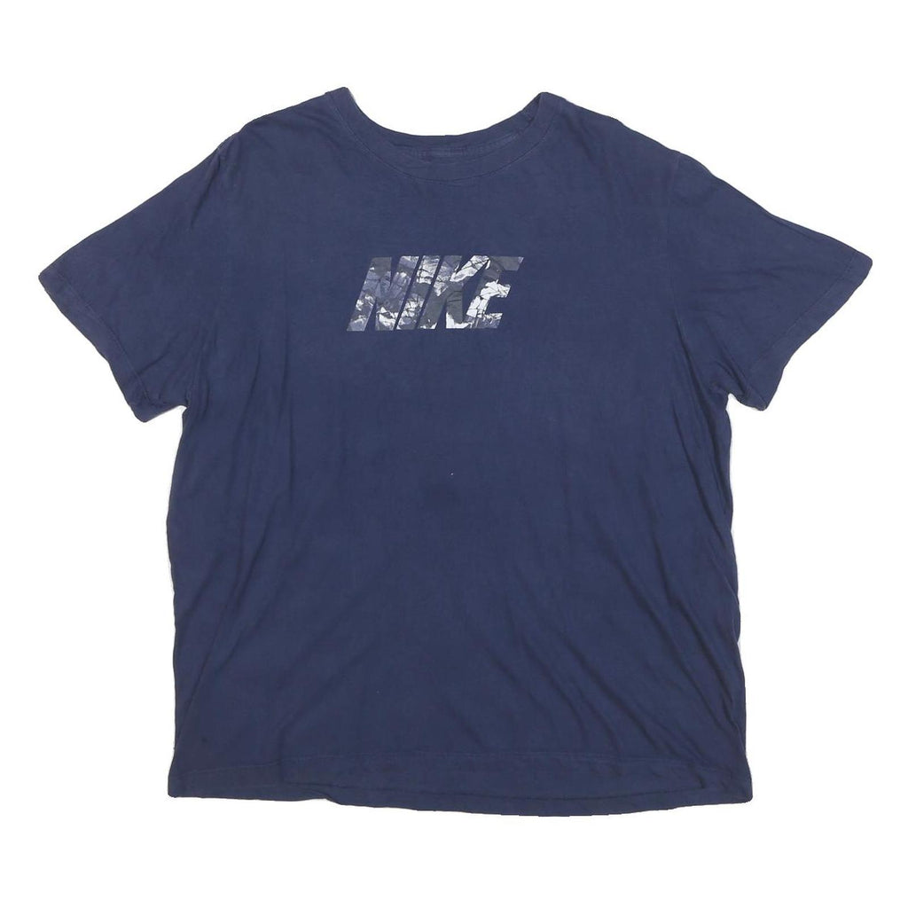 NIKE Mens Navy Blue Graphic T-Shirt XL Short Sleeve Crew Neck Cotton Blend