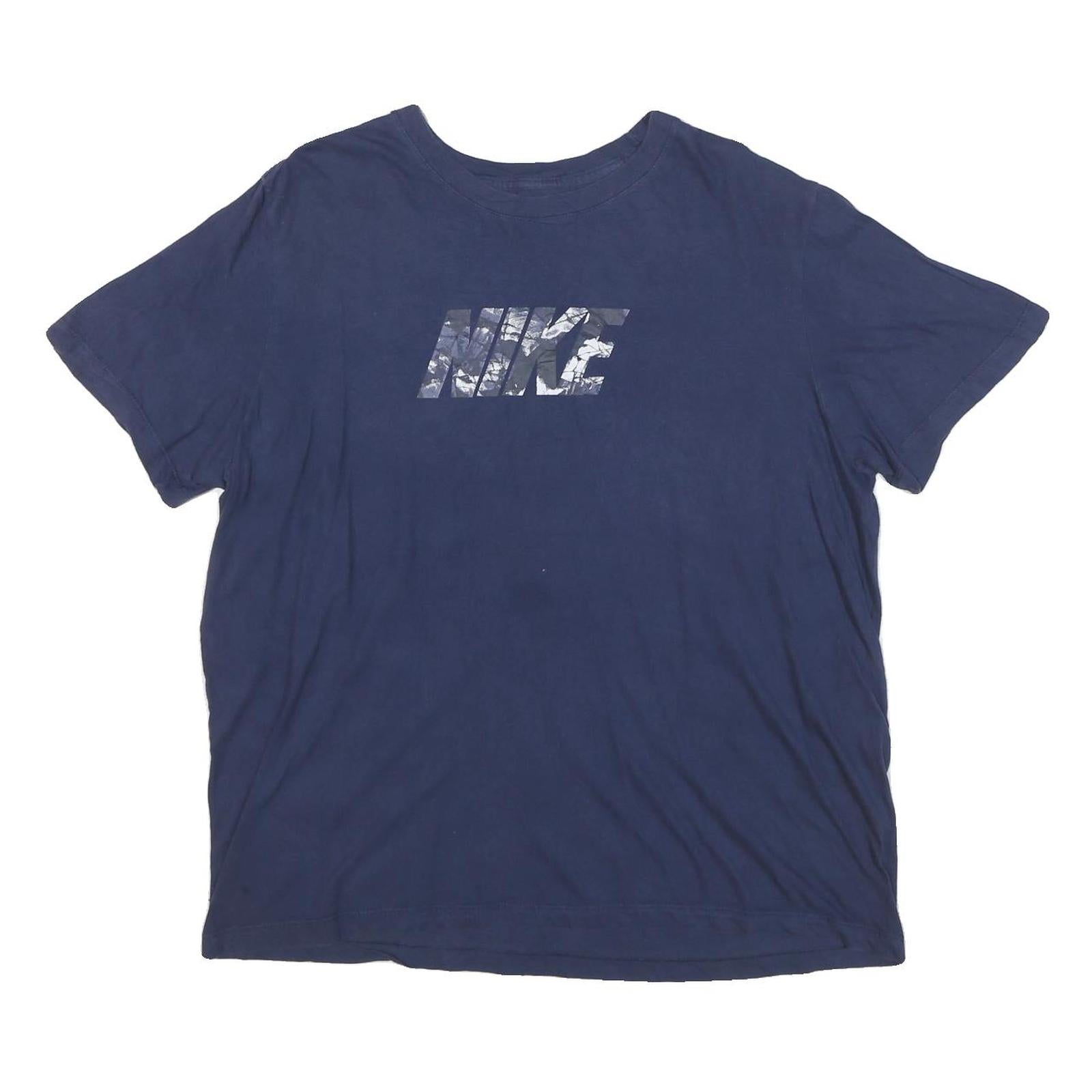 NIKE Mens Navy Blue Graphic T-Shirt XL Short Sleeve Crew Neck Cotton Blend
