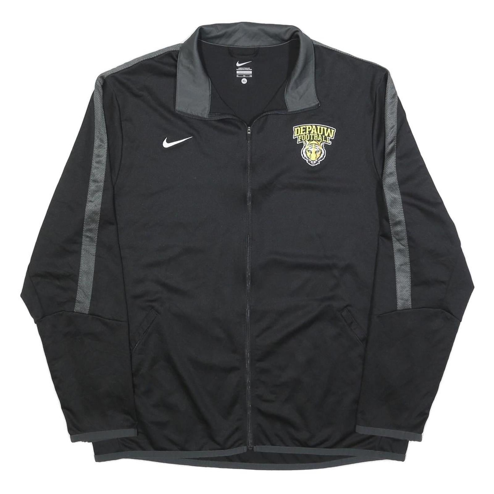NIKE Mens Black & Grey Depauw Football Track Jacket L Polyester Blend Zip