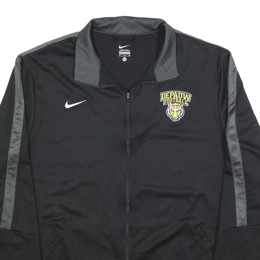 NIKE Mens Black & Grey Depauw Football Track Jacket L Polyester Blend Zip