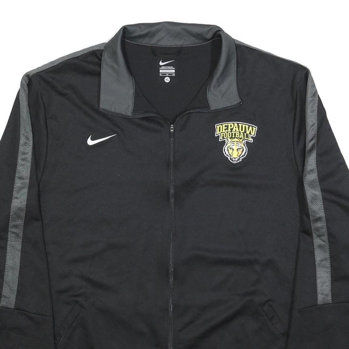NIKE Mens Black & Grey Depauw Football Track Jacket L Polyester Blend Zip