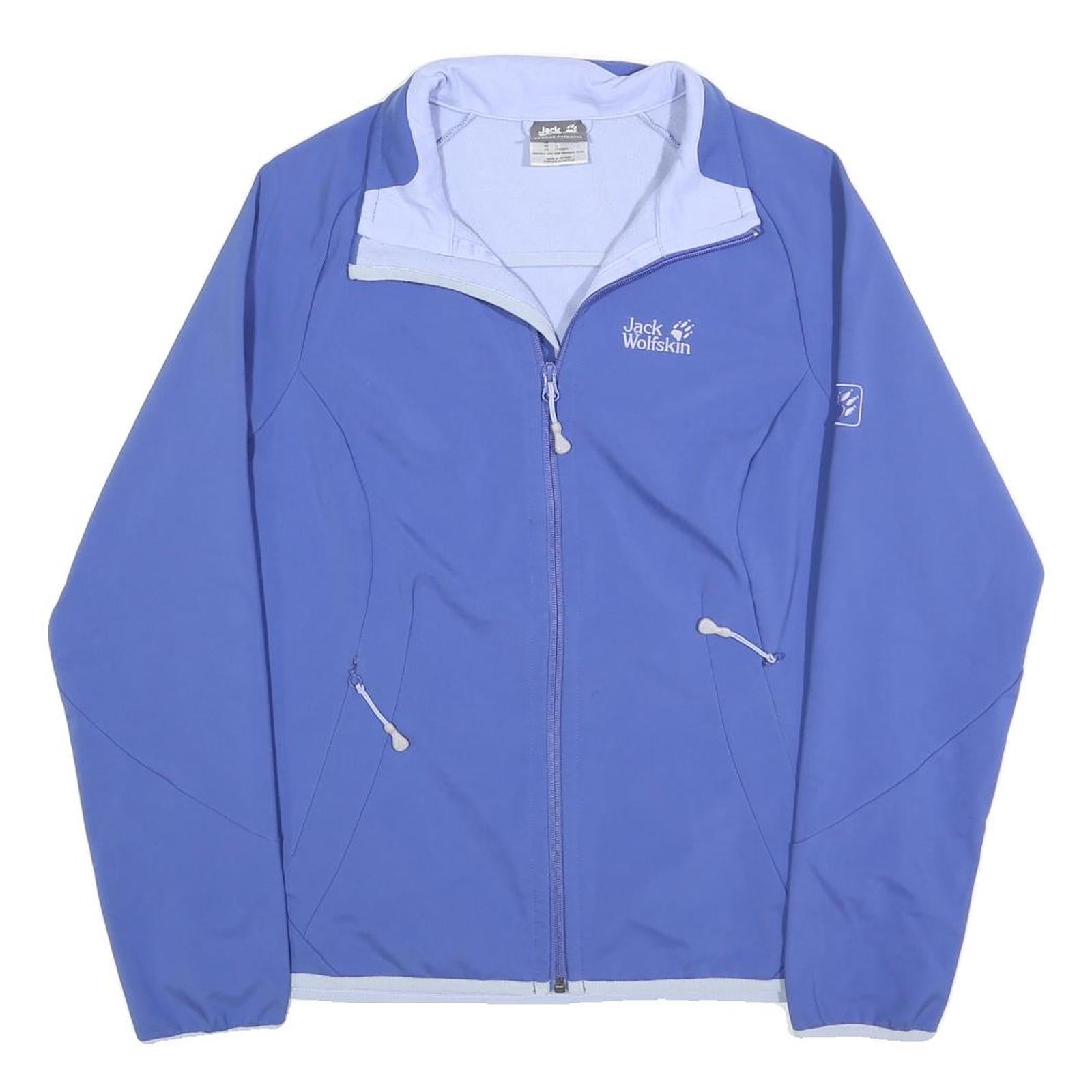 JACK WOLFSKIN Womens Blue Softshell Jacket UK 16 Polyester Blend Zip Outdoor Fit
