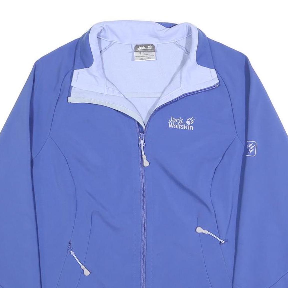 JACK WOLFSKIN Womens Blue Softshell Jacket UK 16 Polyester Blend Zip Outdoor Fit