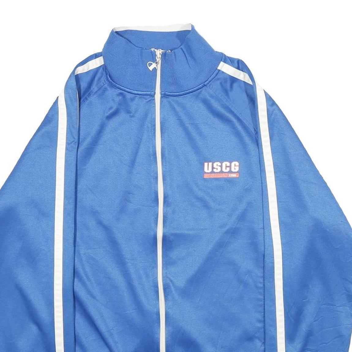 CHAMPION Mens Blue Track Jacket M Polyester Blend Plain Zip USCG United States