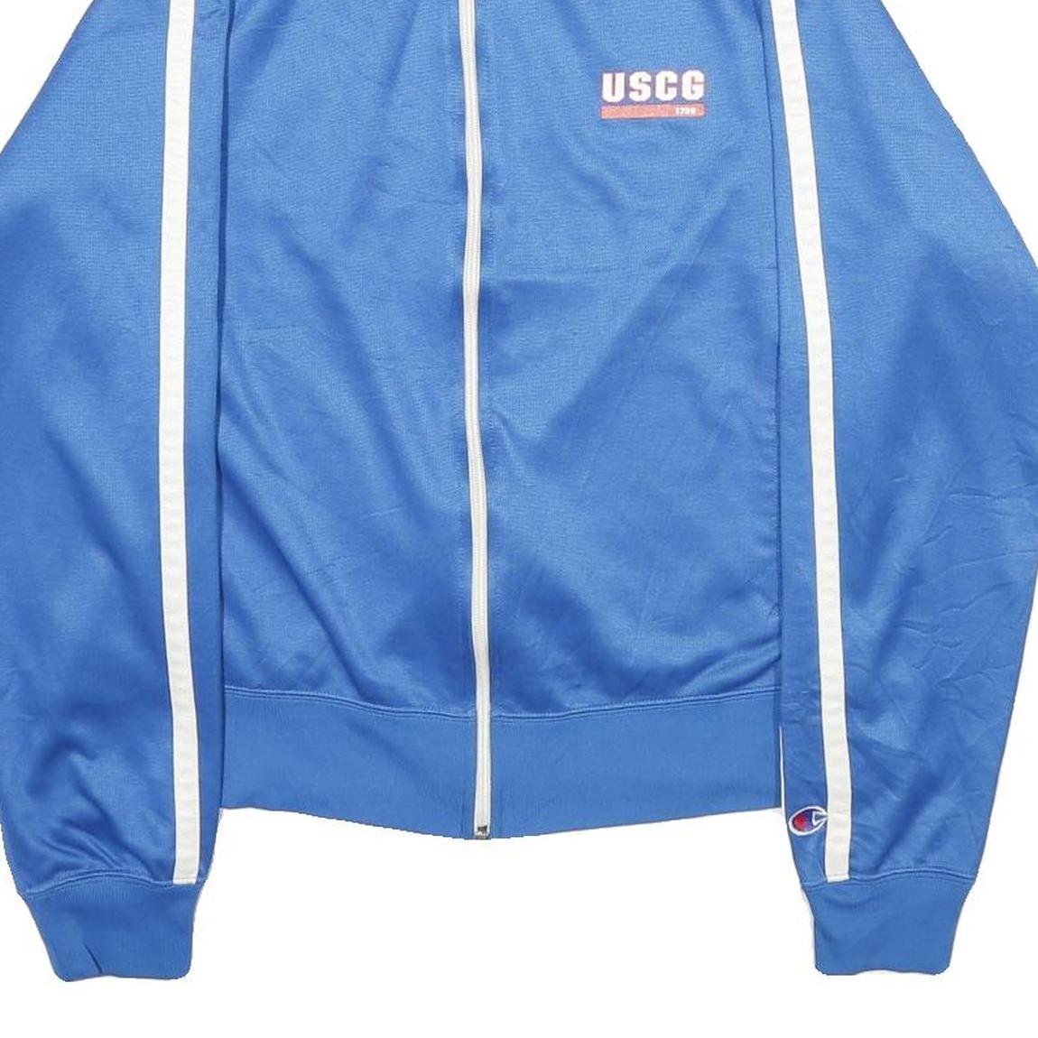 CHAMPION Mens Blue Track Jacket M Polyester Blend Plain Zip USCG United States