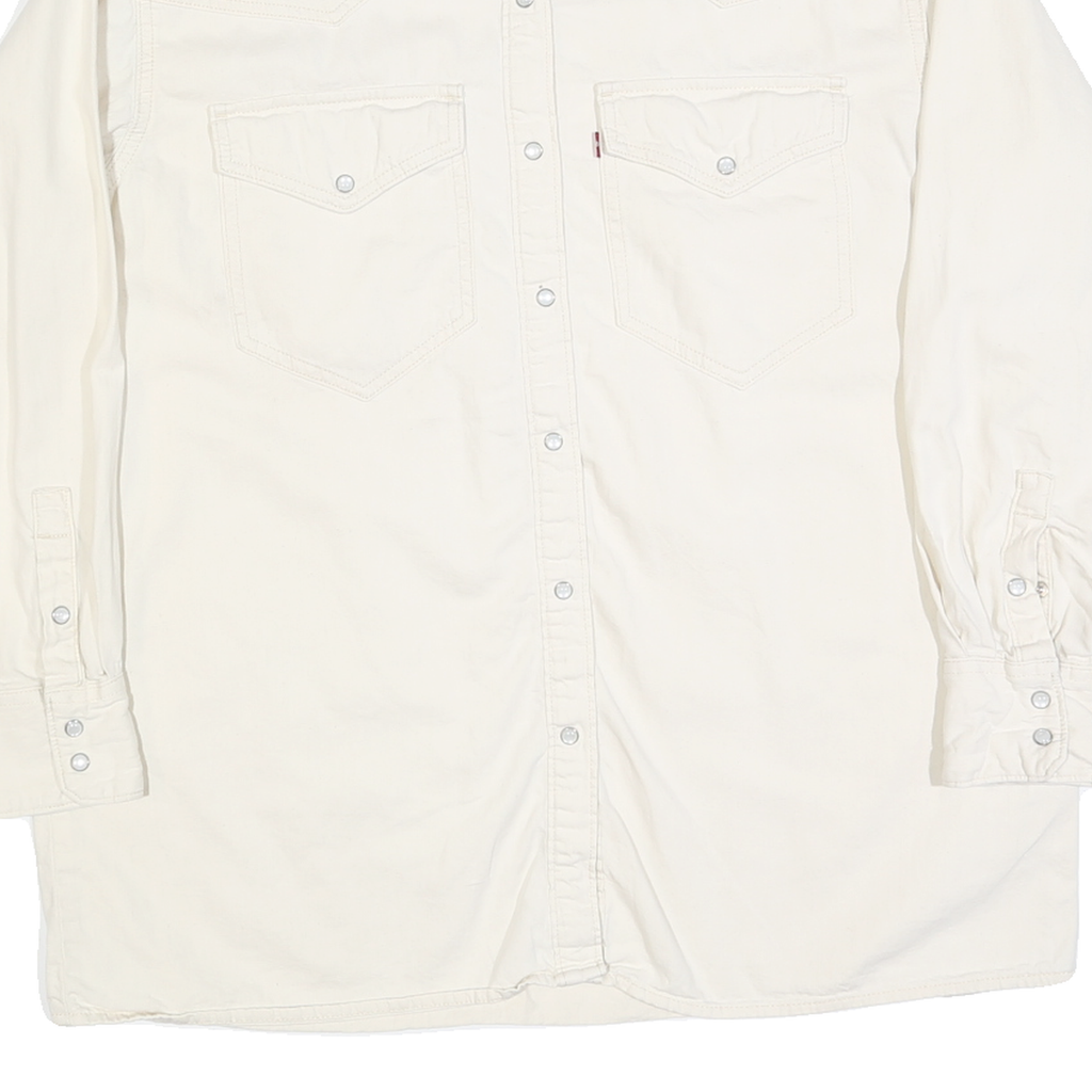 LEVI'S Womens White Cotton Blend Shirt S Classic Western Style Button