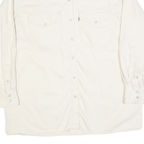 LEVI'S Womens White Cotton Blend Shirt S Classic Western Style Button