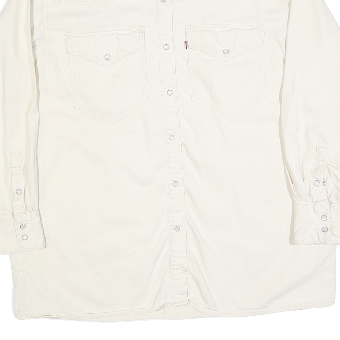 LEVI'S Womens White Cotton Blend Shirt S Classic Western Style Button