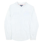 TOMMY HILFIGER Womens White Plain Shirt S Button Front Cotton Blend Stylish
