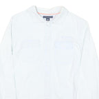 TOMMY HILFIGER Womens White Plain Shirt S Button Front Cotton Blend Stylish