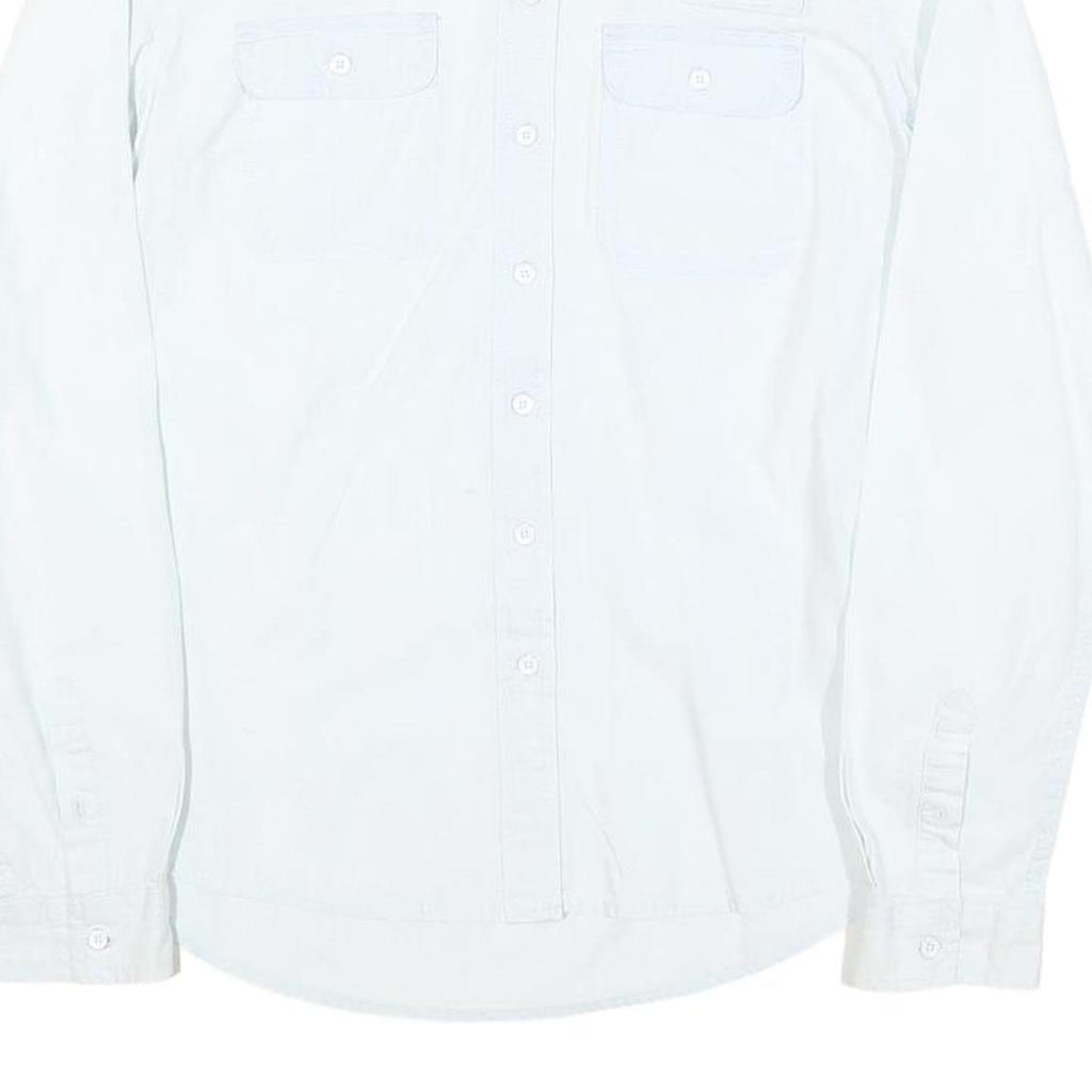 TOMMY HILFIGER Womens White Plain Shirt S Button Front Cotton Blend Stylish