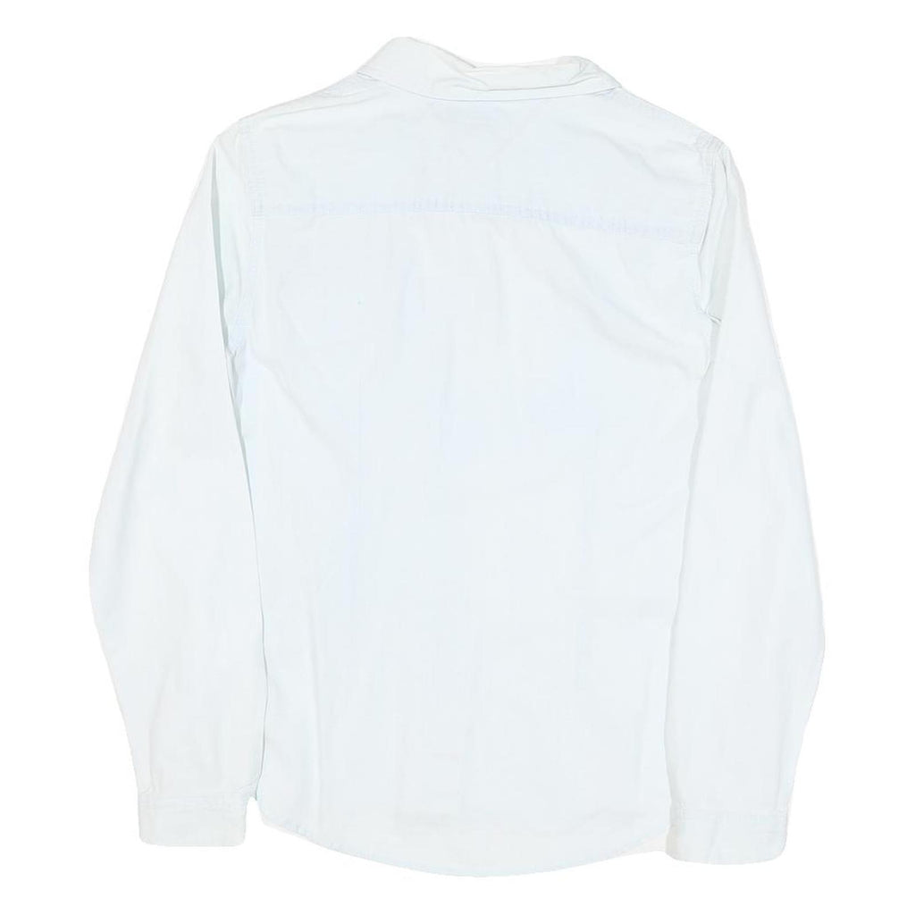 TOMMY HILFIGER Womens White Plain Shirt S Button Front Cotton Blend Stylish