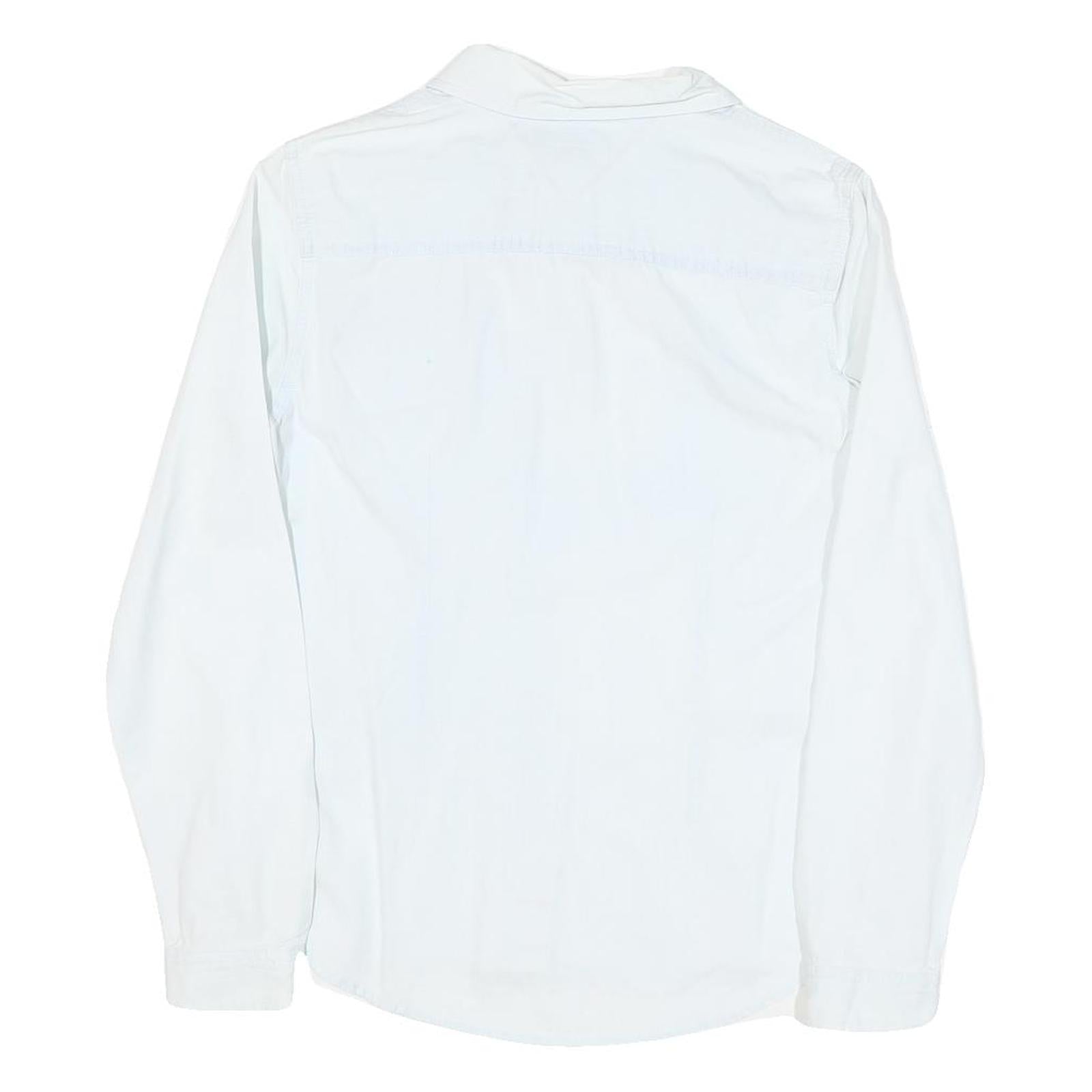 TOMMY HILFIGER Womens White Plain Shirt S Button Front Cotton Blend Stylish