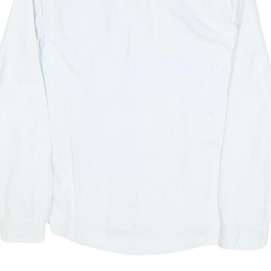 TOMMY HILFIGER Womens White Plain Shirt S Button Front Cotton Blend Stylish