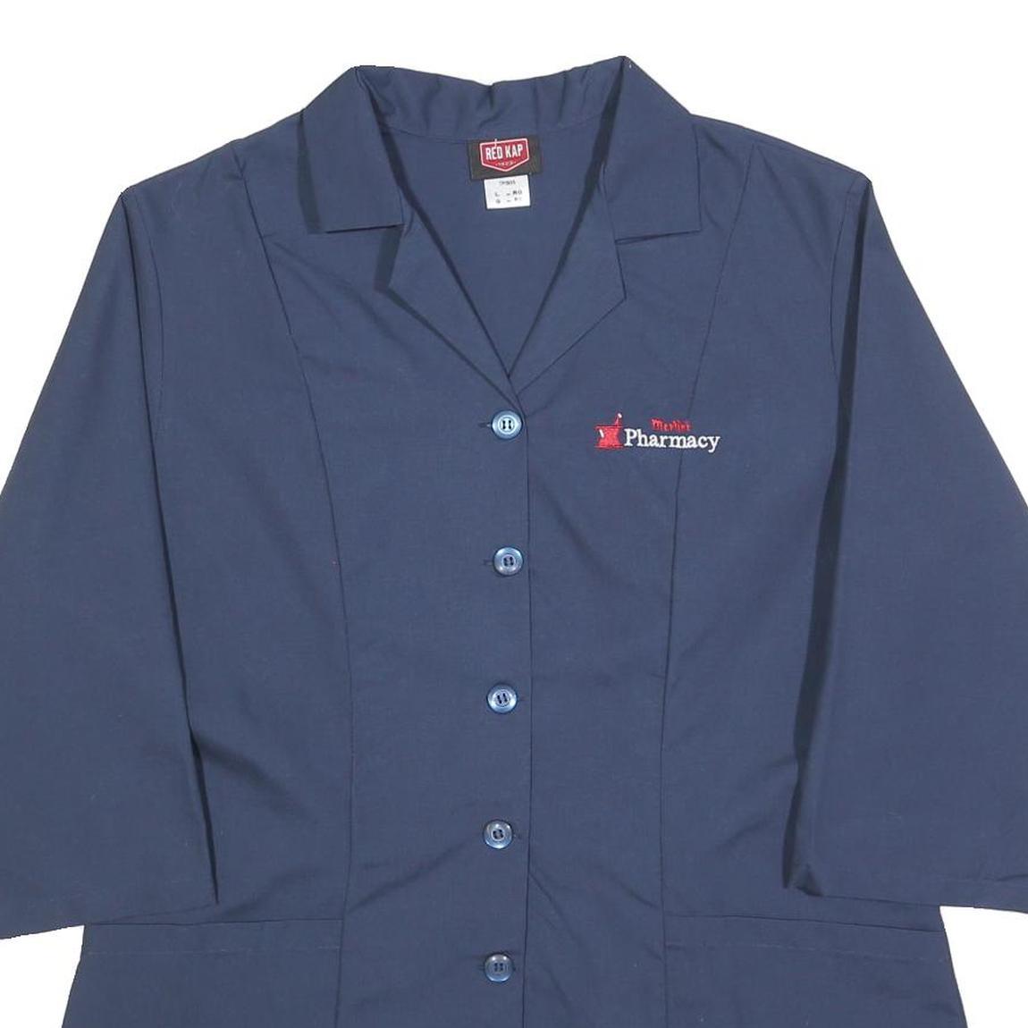 RED KAP Womens Navy Blue Button Cotton Workwear Jacket L Plain Pharmacy