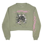 ED HARDY Womens Green Crew Neck M Signature Graphic Print Sweatshirt