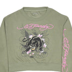 ED HARDY Womens Green Crew Neck M Signature Graphic Print Sweatshirt