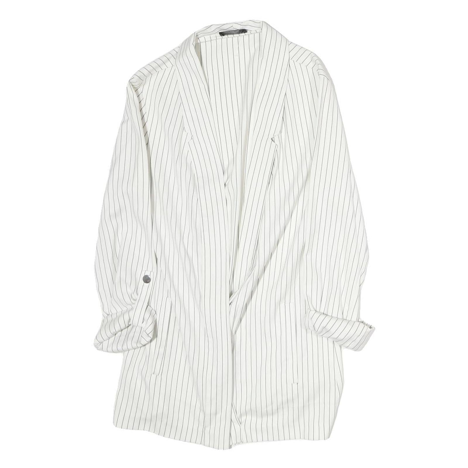 TALLY WEIJL Womens White & Black Pinstripe Long Sleeve Jacket S Cotton Blend