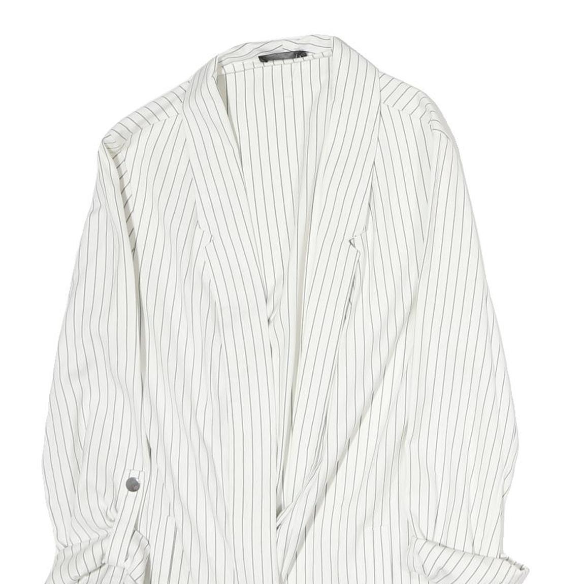 TALLY WEIJL Womens White & Black Pinstripe Long Sleeve Jacket S Cotton Blend