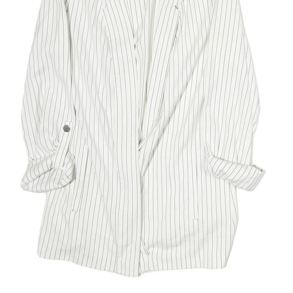 TALLY WEIJL Womens White & Black Pinstripe Long Sleeve Jacket S Cotton Blend