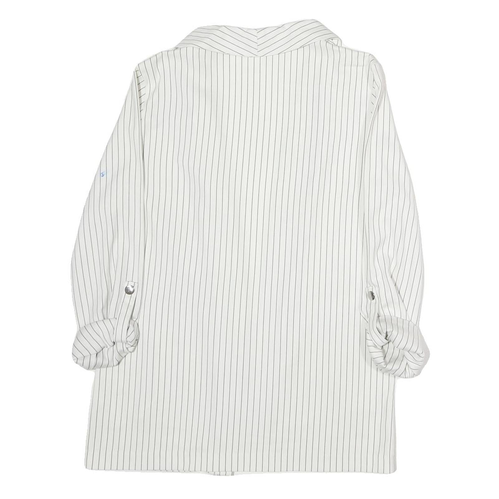 TALLY WEIJL Womens White & Black Pinstripe Long Sleeve Jacket S Cotton Blend