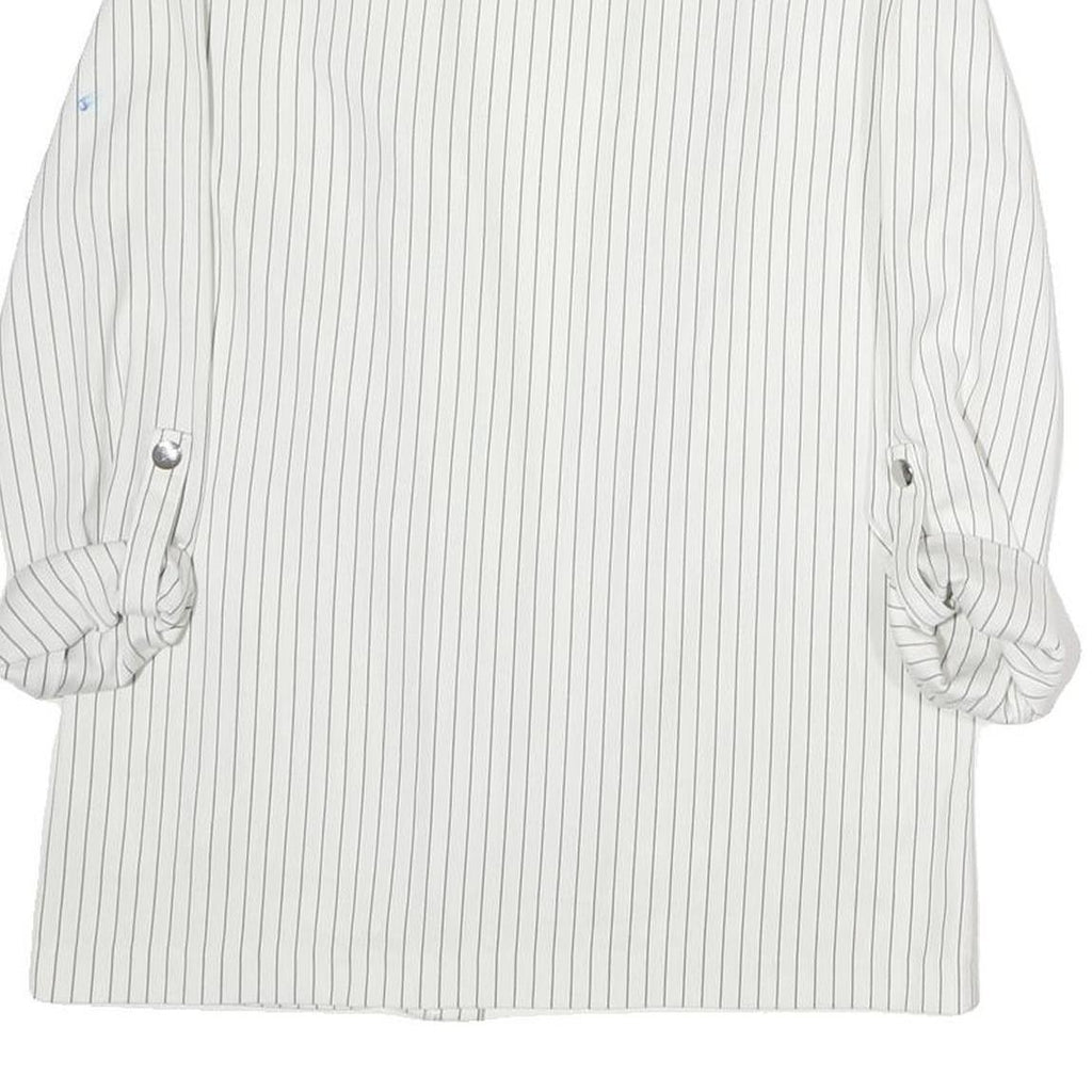 TALLY WEIJL Womens White & Black Pinstripe Long Sleeve Jacket S Cotton Blend