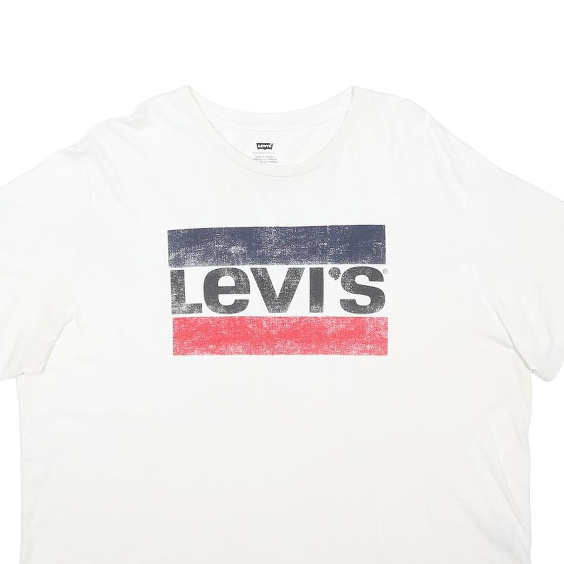 LEVI'S Mens White Cotton Blend Graphic T-Shirt 2XL Short Sleeve Crew Neck