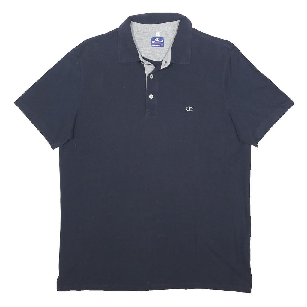 CHAMPION Mens Navy Blue Polo Shirt L Cotton Classic Short Sleeve Casual