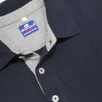 CHAMPION Mens Navy Blue Polo Shirt L Cotton Classic Short Sleeve Casual