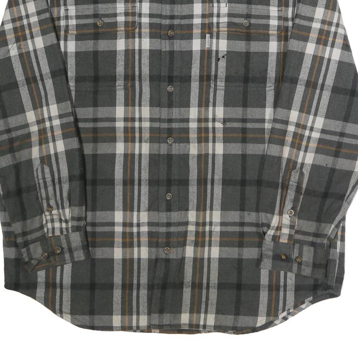 CARHARTT Mens Grey & Brown Check Shirt XL Long Sleeve Cotton Workwear Casual