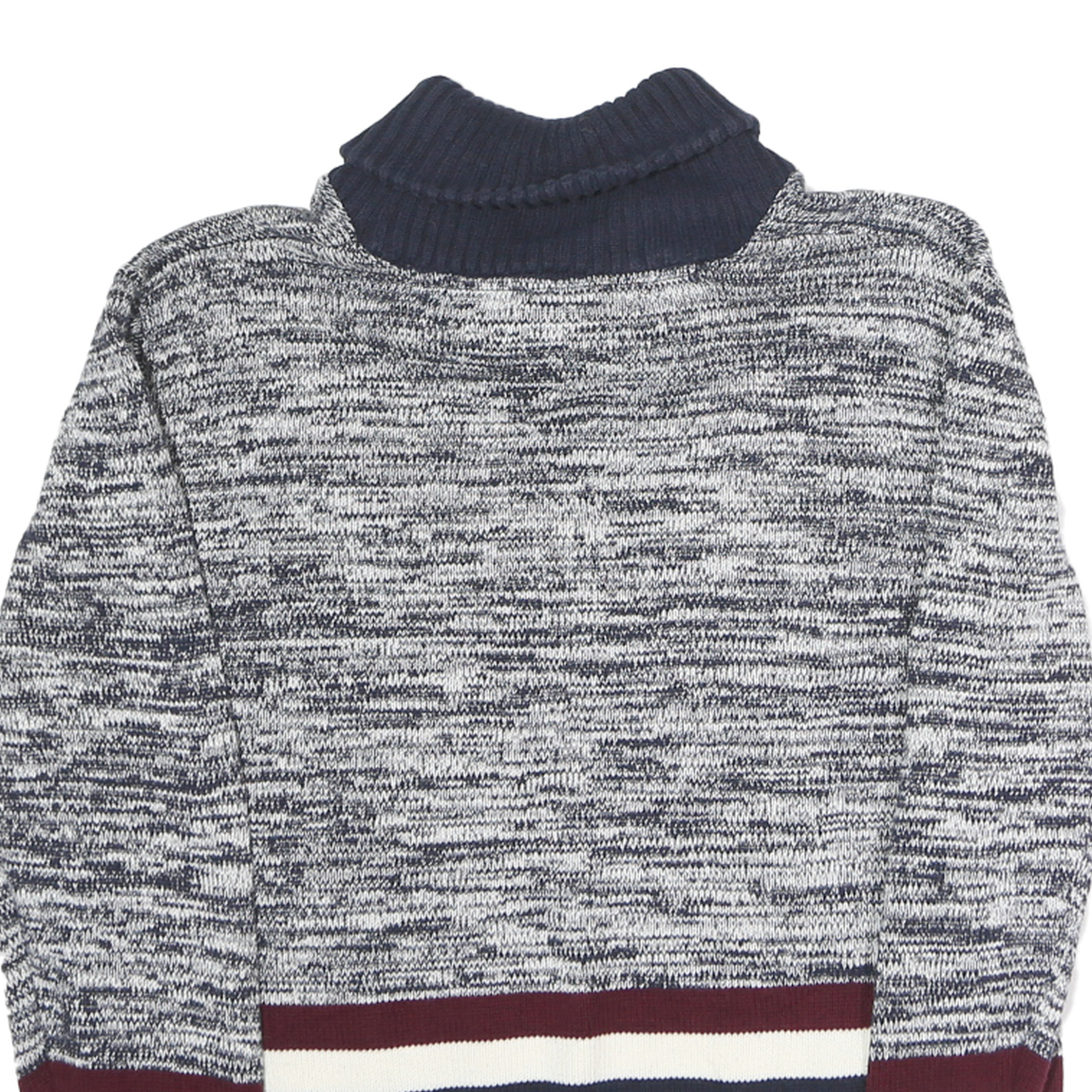 TOMMY HILFIGER Womens Blue & White Patterned Roll Neck Chunky Knit Jumper M