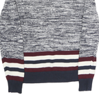 TOMMY HILFIGER Womens Blue & White Patterned Roll Neck Chunky Knit Jumper M