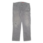 DICKIES Mens Regular Fit Grey Denim Jeans W36 L34 Zip Cotton Blend Workwear
