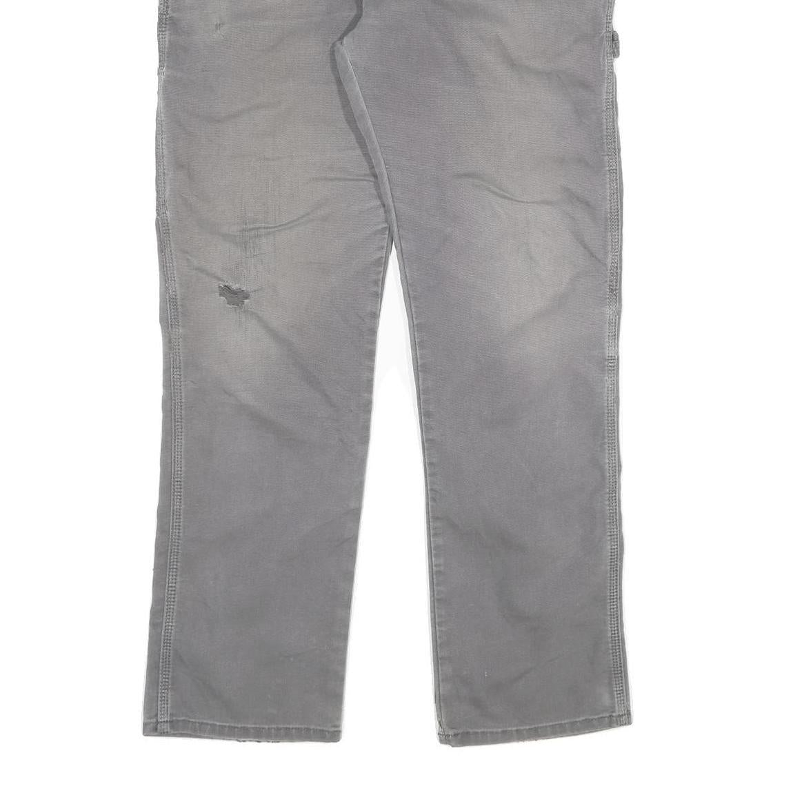 DICKIES Mens Regular Fit Grey Denim Jeans W36 L34 Zip Cotton Blend Workwear