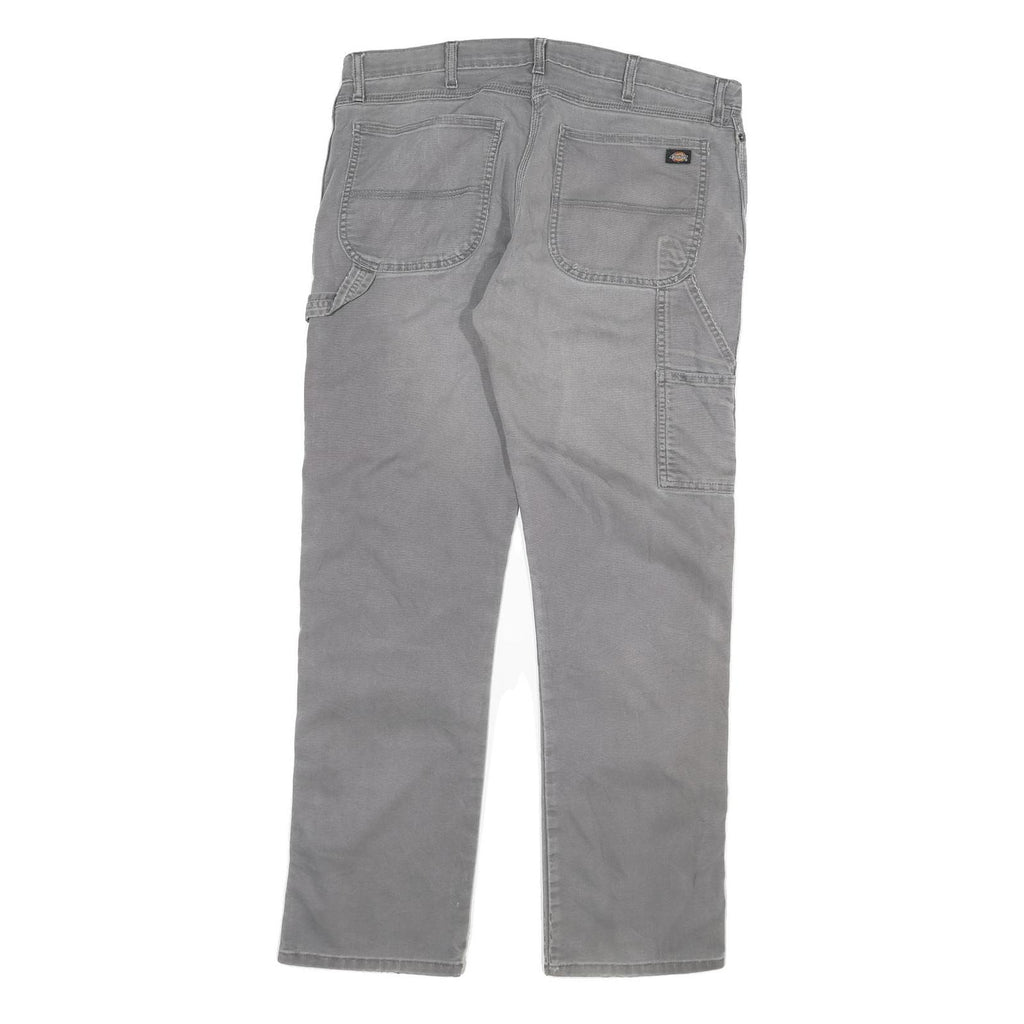 DICKIES Mens Regular Fit Grey Denim Jeans W36 L34 Zip Cotton Blend Workwear