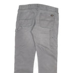 DICKIES Mens Regular Fit Grey Denim Jeans W36 L34 Zip Cotton Blend Workwear