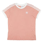 ADIDAS ORIGINALS Womens Pink & White Graphic T-Shirt UK 8 Short Sleeve Crew Neck