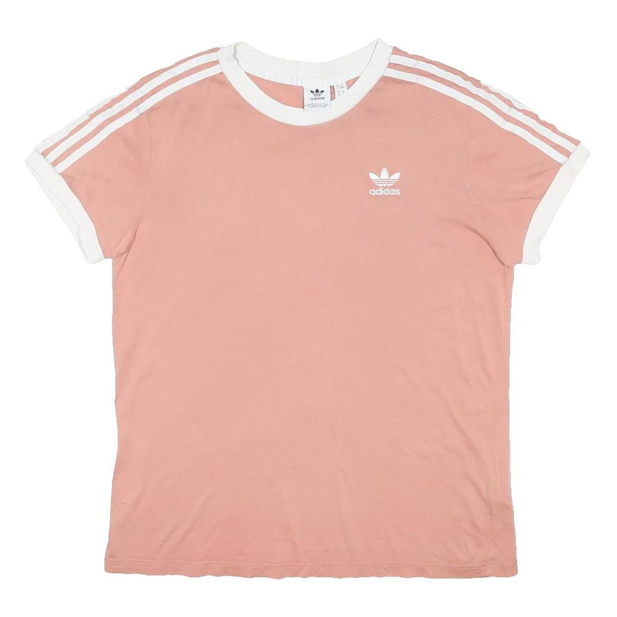 ADIDAS ORIGINALS Womens Pink & White Graphic T-Shirt UK 8 Short Sleeve Crew Neck