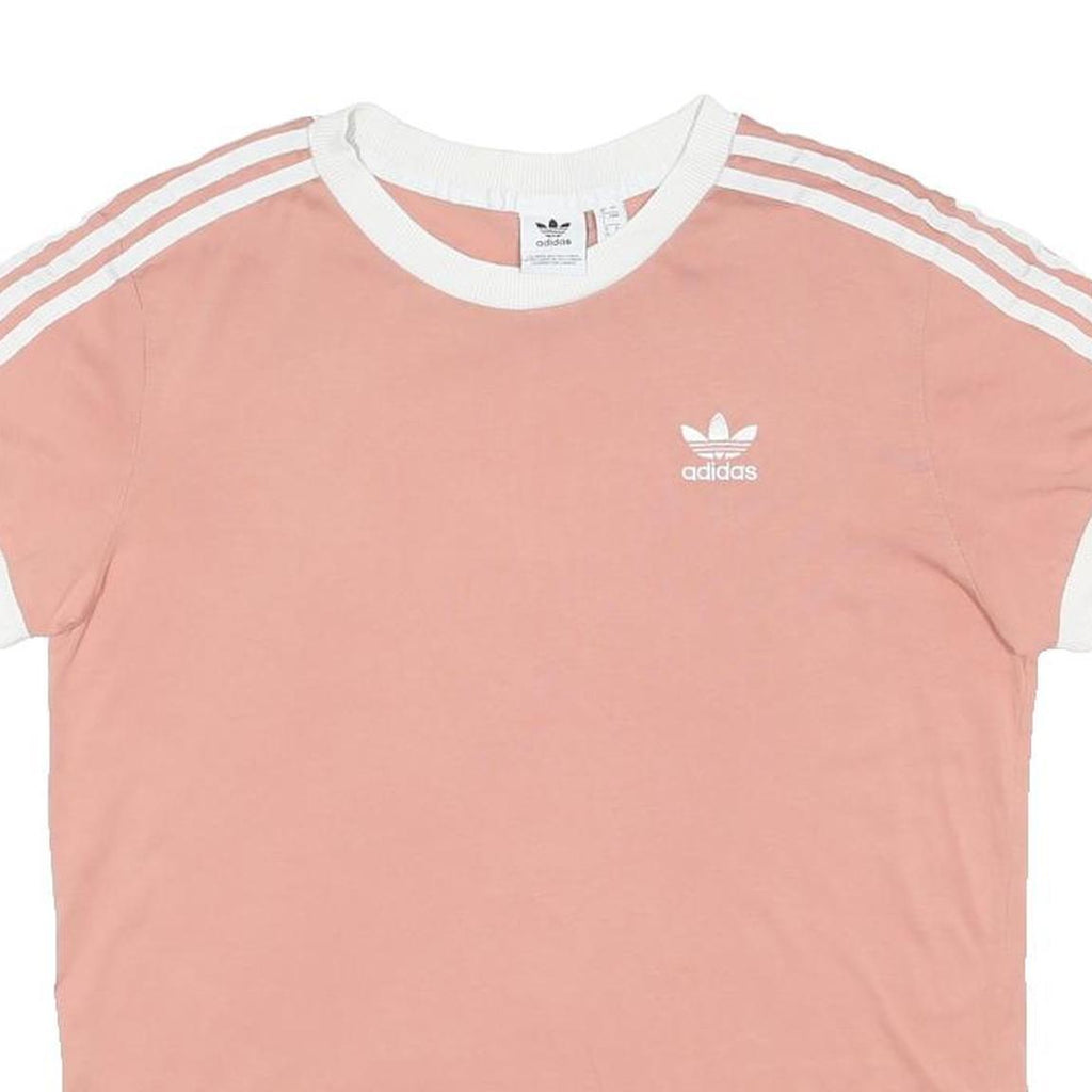 ADIDAS ORIGINALS Womens Pink & White Graphic T-Shirt UK 8 Short Sleeve Crew Neck