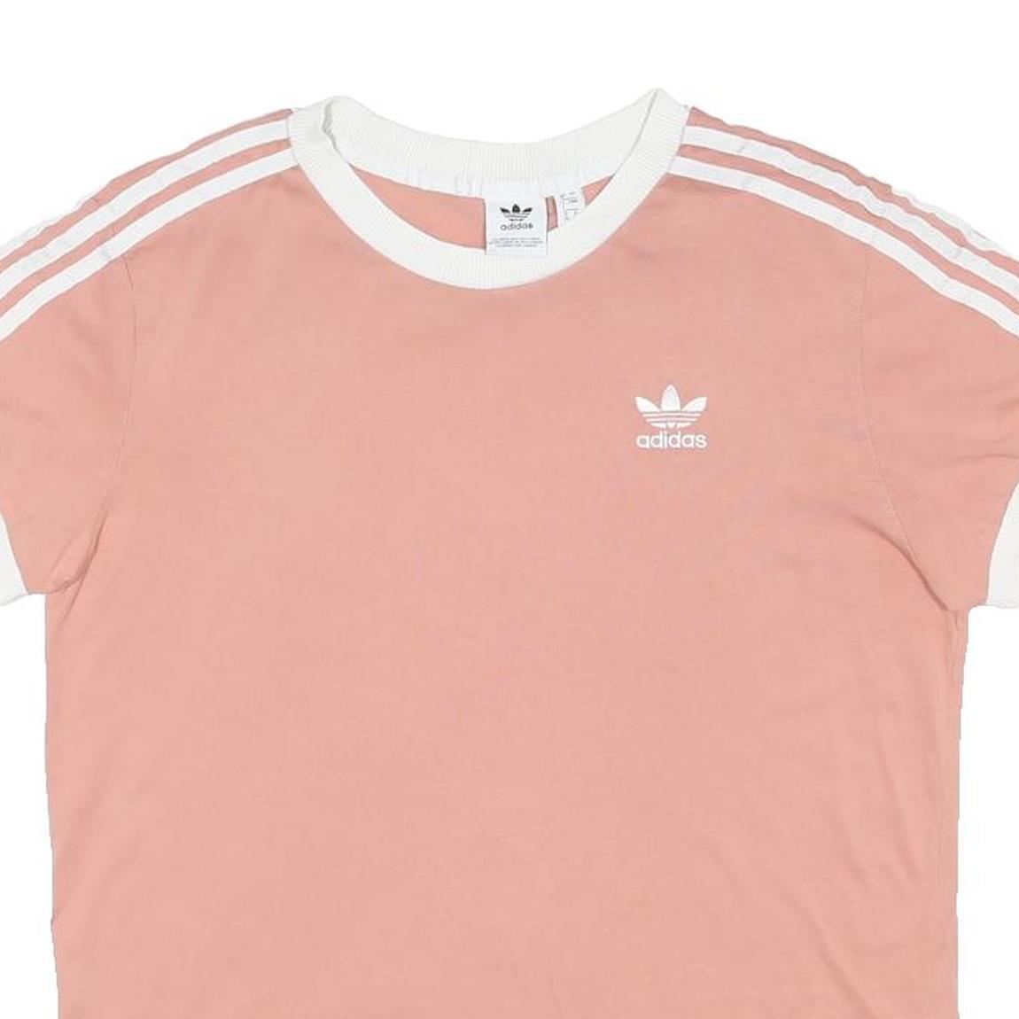 ADIDAS ORIGINALS Womens Pink & White Graphic T-Shirt UK 8 Short Sleeve Crew Neck