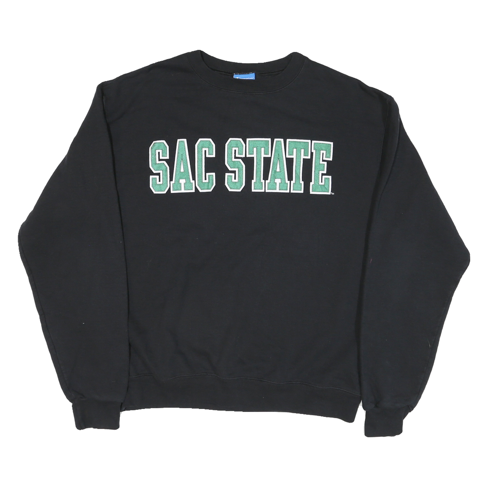 CHAMPION Mens Black Cotton Blend Sac State Crew Neck M Sweatshirt Casual