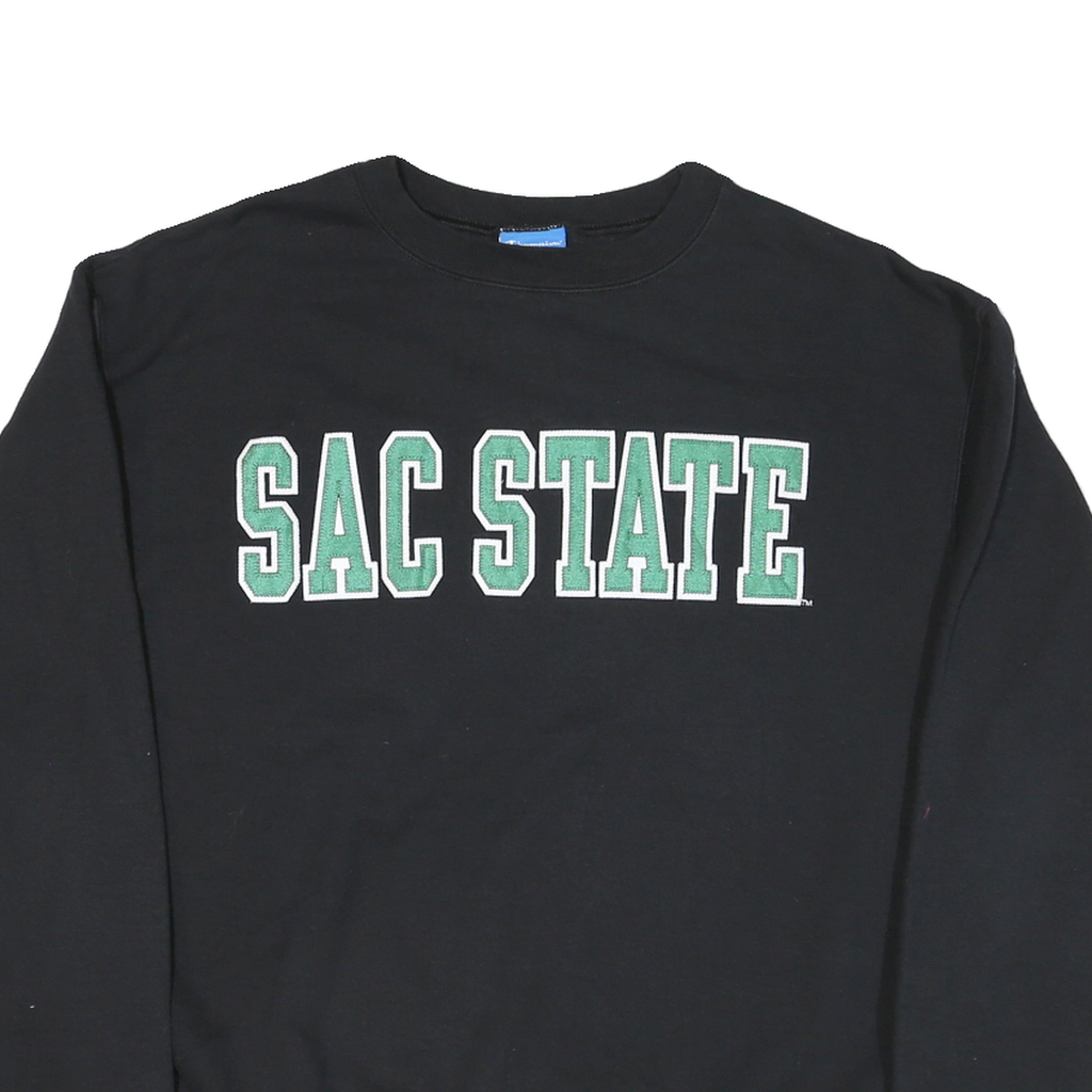 CHAMPION Mens Black Cotton Blend Sac State Crew Neck M Sweatshirt Casual