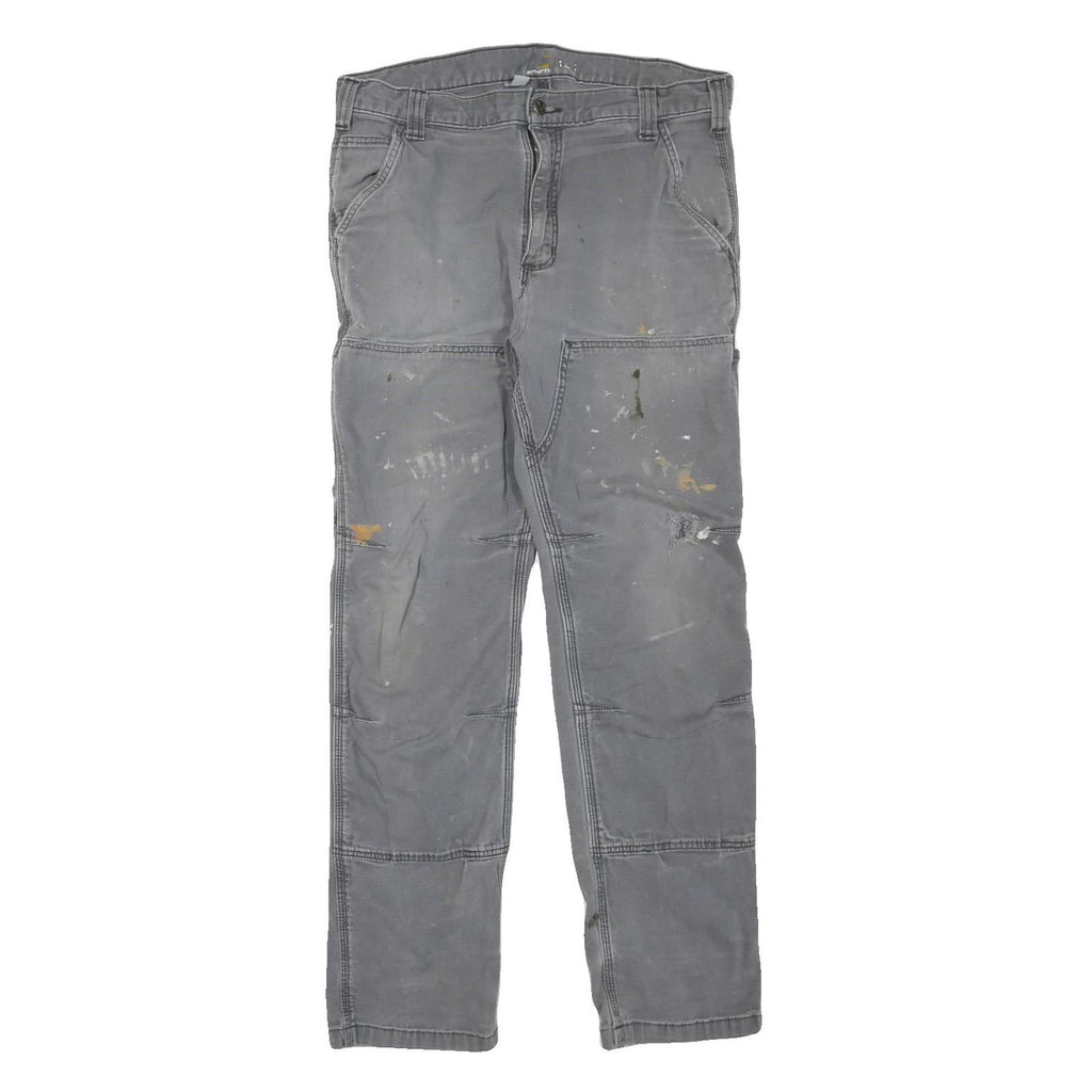 CARHARTT Mens Cotton Blend Grey Regular Fit Straight Leg Trousers W34 L30